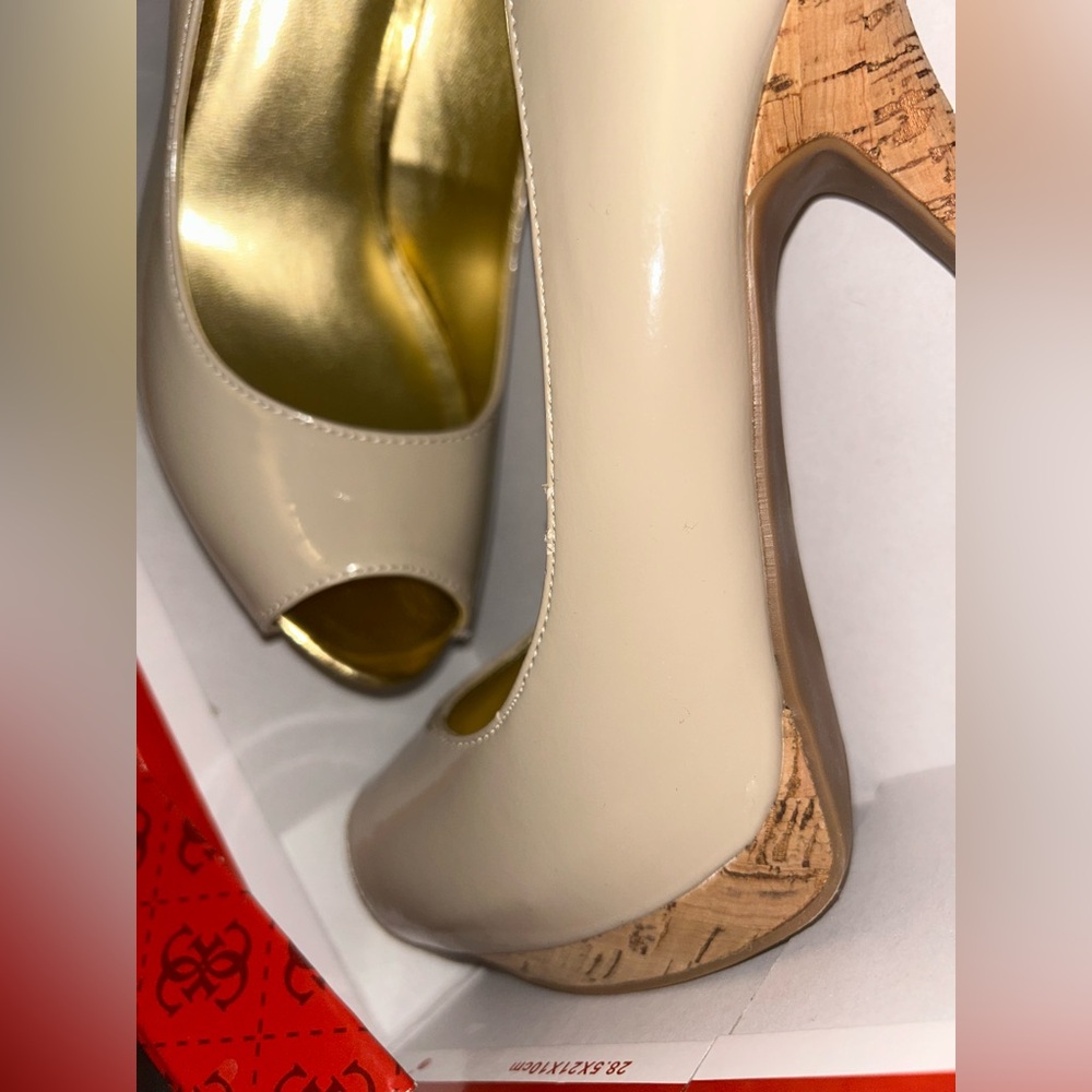 Gold and tan guess heels original box